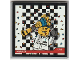 Part No: 10202pb057  Name: Tile 6 x 6 with Bottom Tubes with 'WINNER', 'LIVE', Formula 1 Driver Minifigure, Trophy, Confetti and Checkered Background on Screen Pattern (Sticker) - Set 75883