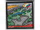 Part No: 10202pb058  Name: Tile 6 x 6 with Bottom Tubes with 'AIR-cam', 'LIVE', Formula 1 Race Track, Lake, Trees and Airship on Screen Pattern (Sticker) - Set 75883