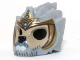Part No: 11129pb05  Name: Minifigure, Headgear Mask Lion with Tan Face, Gray and White Beard and Gold Crown Pattern