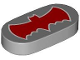 Part No: 1126pb007  Name: Tile, Round 1 x 2 Oval with Red Bat Batman Logo Pattern