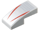 Part No: 11477pb221  Name: Slope, Curved 2 x 1 x 2/3 with 2 Red Stripes on Silver Background with Notches Pattern