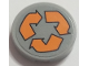 Part No: 14769pb276  Name: Tile, Round 2 x 2 with Bottom Stud Holder with Orange Recycling Arrows Pattern (Sticker) - Set 70615