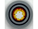 Part No: 14769pb810  Name: Tile, Round 2 x 2 with Bottom Stud Holder with Red, White and Yellow Light in Black Concentric Circles Pattern (Sticker) - Set 76294