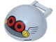 Part No: 18990pb07  Name: Windscreen 4 x 4 x 1 2/3 Canopy Half Sphere with Bar Handle with Red and Black Round Eyes, Yellow Screws, and Dark Bluish Gray Mouth Pattern (Sonic the Hedgehog Eggrobo Face)