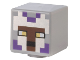 Part No: 19729pb056  Name: Minifigure, Head, Modified Cube with Pixelated Reddish Brown Face, Gold Eyes, and Silver and Dark Purple Helmet Pattern (Minecraft Llama Knight)