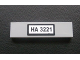Part No: 2431pb0098  Name: Tile 1 x 4 with Black 'HA 3221' Pattern on White Background (Sticker) - Set 3221