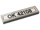 Part No: 2431pb0677  Name: Tile 1 x 4 with 'OK 42108' Pattern (Sticker) - Set 42108
