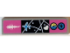 Part No: 2431pb0858  Name: Tile 1 x 4 with Dark Azure Airplane and White Heart on Dark Blue Radar Screen and Radio Waves and Gauges on Dark Pink Background Pattern (Sticker) - Set 41343