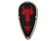 Part No: 2586pb007  Name: Minifigure, Shield Ovoid with Red Fire Breathing Dragon Head on Black Background Pattern