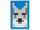 Part No: 26603pb419  Name: Tile 2 x 3 with Pixelated Wolf Head with Black Eyes and Nose, Dark Bluish Gray and White Fur on Blue Background Pattern (Minecraft Wolf Tamer Shield)