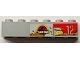 Part No: 3009pb263R  Name: Brick 1 x 6 with Jurassic Park and Jeep Logos, Medium Nougat Mud and '12' on Red Background Pattern Model Right Side (Sticker) - Set 76958