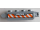 Part No: 30387pb021R  Name: Hinge Brick 1 x 4 Locking with 'CAUTION' and Orange and White Danger Stripes Pattern Model Right Side (Sticker) - Set 60196