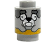Part No: 3062pb085  Name: Brick, Round 1 x 1 with Dark Bluish Gray Floppy Ears and Eyebrows, White Muzzle and Eyes, Black Nose and Yellow Stripe Pattern (Jeremy)