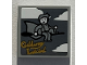 Part No: 3068pb1810  Name: Tile 2 x 2 with Clouds, Minifigure on Broom, Gold Script 'Gilderoy Lockhart' Pattern (Sticker) - Set 76389