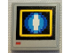 Part No: 3068pb1940  Name: Tile 2 x 2 with Pixelated Blue and White Circle in Yellow Square on Black Background Pattern (Sticker) - Set 21331 (Sonic the Hedgehog Shield Video Monitor)