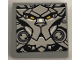 Part No: 3068pb2008  Name: Tile 2 x 2 with Lion Head, Yellow Eyes and Silver Armor Plates Pattern (Sticker) - Set 75973