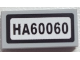 Part No: 3069pb0309  Name: Tile 1 x 2 with 'HA60060' Pattern (Sticker) - Set 60060