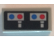 Part No: 3069pb0620  Name: Tile 1 x 2 with Silver Controls and Blue and Red Dots Pattern (Sticker) - Set 10179