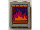 Part No: 3245cpb267  Name: Brick 1 x 2 x 2 with Inside Stud Holder with Fireplace with Bricks, Orange and Magenta Flames and Dots on Dark Purple Background Pattern (Sticker) - Set 43231