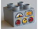 Part No: 3437pb075  Name: Duplo, Brick 2 x 2 with Red and Yellow Knobs, Gauge, and '123' Display Pattern