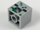Part No: 35530pb02  Name: Minifigure, Head, Modified Small Cube with Black, Dark Bluish Gray and Green Pixelated Pattern (Minecraft Baby Zombie Pigman)
