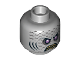 Part No: 3626cpb1547  Name: Minifigure, Head Alien with Purple Eyes, Yellow Teeth, Scales and Gills Pattern (Sharx) - Hollow Stud