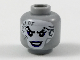 Part No: 3626cpb2115  Name: Minifigure, Head Female White Face with Dark Bluish Gray Tattoos, Dark Purple Eye Shadow and Lips Pattern - Hollow Stud