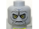 Part No: 3626pb0321  Name: Minifigure, Head Yellow Eyes, Dark Bluish Gray Eye Shadow, Jowl Lines, Chin Dimple and Wrinkles, Furrowed Brow, Stern Pattern