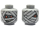 Part No: 3626pb0496  Name: Minifigure, Head Dual Sided Alien Mummy with Dark Bluish Gray Face, Wrappings, Red Eyes and Angry Open Mouth with Teeth Parted / Single Eye Pattern
