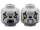 Part No: 3626pb0864  Name: Minifigure, Head Dual Sided Alien Chima Wolf with Yellow Eyes, Black Scars, Fangs, Closed Mouth / Open Mouth Pattern (Worriz)