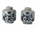 Part No: 3626pb1185  Name: Minifigure, Head Dual Sided Alien Chima Tiger with Fangs, White Face Fur and Light Blue Eyes, Smile / Angry Pattern (Sykor)