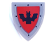 Part No: 3846pb081  Name: Minifigure, Shield Triangular Short with Black Rivets and Bat on Red Background Pattern (Sticker) - Set 910049
