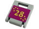 Part No: 4346pb49  Name: Container, Box 2 x 2 x 2 Door with Slot with Gold Number 28 on Magenta Background Pattern (Sticker) - Set 41449