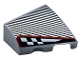 Part No: 5093pb001  Name: Wedge 2 x 2 x 2/3 Right with Silver Diagonal Stripes and Black and White Checkered Stripe with Red Outline Pattern