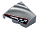 Part No: 5095pb001  Name: Wedge 2 x 2 x 2/3 Left with Silver Diagonal Stripes and Black and White Checkered Stripe with Red Outline Pattern