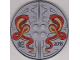 Part No: 6177pb012  Name: Tile, Round 8 x 8 with 4 Studs in Center with 2 Snakes, Chinese Logogram '蛇' (Snake) and '2013' Pattern