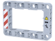 Part No: 64179pb004L  Name: Technic, Liftarm, Modified Frame Thick 5 x 7 Open Center with Red and White Danger Stripes and Black Exclamation Mark in Yellow Danger Triangle Pattern Model Left Side (Stickers) - Set 42146