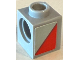 Part No: 6541pb03L  Name: Technic, Brick 1 x 1 with Hole with Red Triangle Pattern Model Left Side (Sticker) - Set 76921