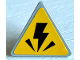 Part No: 65676pb009  Name: Road Sign 2 x 2 Triangle with Open O Clip with Electricity Danger Sign on Yellow Background Pattern (Sticker) - Set 75941