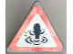 Part No: 65676pb013  Name: Road Sign 2 x 2 Triangle with Open O Clip with Coral Border and Black Silhouette of Mini Doll Splashing in Water / Swimming Danger Pattern (Sticker) - Set 41421