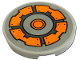 Part No: 67095pb015  Name: Tile, Round 3 x 3 with Orange Circle and Ring of Armor Plates with Rivets Pattern (Sticker) - Set 76193