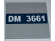 Part No: 6881pb06  Name: Tile 6 x 6 with White 'DM 3661' on Dark Blue Background Pattern (Sticker) - Set 3661