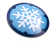 Part No: 75902pb24  Name: Minifigure, Shield Circular Convex Face with White Snowflake on Medium Blue Background, Dark Blue Border Pattern