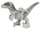 Part No: 77862pb02  Name: Dinosaur Raptor / Velociraptor Baby with Dark Bluish Gray and Sand Blue Markings Pattern