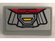 Part No: 85984pb393  Name: Slope 30 1 x 2 x 2/3 with Red and Silver Armor Plates, Yellow Trapezoid with Black Outline Pattern Bottom End (Sticker) - Set 75973
