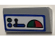 Part No: 85984pb466  Name: Slope 30 1 x 2 x 2/3 with Train Control Panel with Red and Green Gauge, Lever and Lights on White Background with Blue Border Pattern (Sticker) - Set 40166