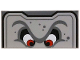 Part No: 87079pb1553  Name: Tile 2 x 4 with Angry Red Eyes, Unibrow, Black and Dark Bluish Gray Border and Spots Pattern (Super Mario Thwomp Upper Face)