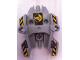 Part No: 87820pb04  Name: Hero Factory Shield Type 1 with Fist Facing Right and Black and Yellow Danger Stripes Pattern (Stickers) - Set 7157