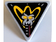 Part No: 892pb038  Name: Road Sign 2 x 2 Triangle with Clip with Skull with Bright Light Orange Eyes and Curved Line (Queen Barb's Guitar) Pattern (Sticker) - Set 41254
