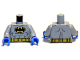 Part No: 973pb1002c02  Name: Torso Batman Logo in Yellow Oval with Muscles and Yellow Belt Front and Back Pattern / Light Bluish Gray Arms / Blue Hands